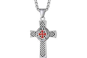 Richsteel Collana con Ciondolo Croce Templare Croce Rossa Elegante da Uomo Unisex Simbolo Cavalieri Templari Argento/Nero/Oro Gioielli Amuleto Regali per Coppie Genitori