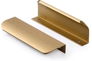 SYZOW 6 pièce Invisible Laiton Brossé Poignee de Meuble Cuisine - poignee de cuisine Poignée de Poignée Meuble Entraxe 96mm