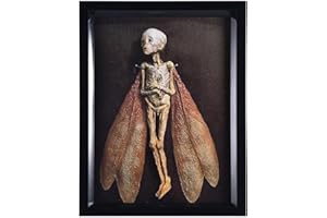 BOSSETY 3D Cursed Dead Fairy Shadow Box Taxidermy Spooky Elf Specimen Display Decorative Statue Picture Frames Display Painting Wooden Halloween Ornament For Home Living Room