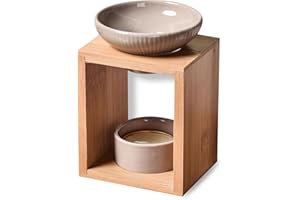 ‎ZEN ARÔME Zen'Arôme - Duftlampe Birdy Schwarz - Duftwachs-Brenner - Diffuser für Ätherische Öle und Raumdüfte - Kerzenhalter Aromatherapie - Dekorativer Teelichthalter aus Holz und Keramik - Höhe: 16,5 cm