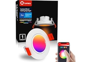 Lumary 5W Downlight LED Empotrable Techo Inteligente, WiFi APP Control, Ø7.5cm Foco Empotrable Ángulo Rotable 52°, RGB y Blanco Regulable 2700-6500K, Compatible con Alexa y Google para Salón, 1 Pack