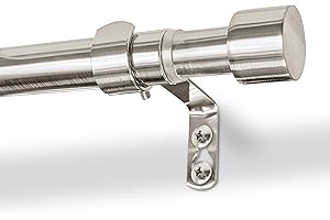 Harbour Housewares Extendable Metal Curtain Pole with Brackets - 83 to 120cm - Brushed Nickel - 1x Long Telescopic Adjustable Bay Window Bedroom Door Rod Rail for Eyelet & Rings Curtains