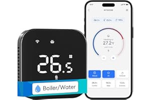meross Termostato Calefaccion WiFi, Compatible Alexa y Google Home, Control Remoto App, Termostato WiFi para Caldera, Detección Ventana Abierta, Sensor Externo Opcional