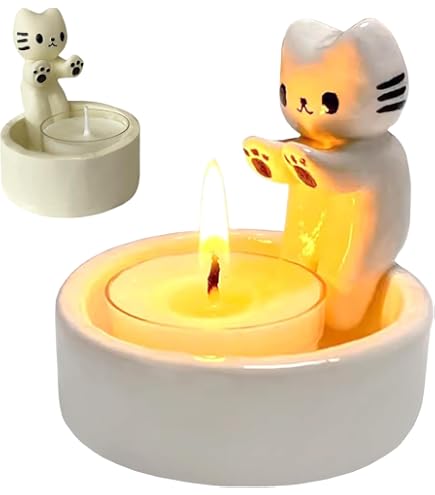 Portacandele A Forma Di Gatto Con Zampe - Realizzato In Resina, Design Simpatico Per Decorazione Casa, Regalo Per Amanti Dei Gatti