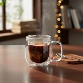 Deconox &Ccedil;ift Cidarlı (Double Wall) Kulplu Cam Kupa - 250 ml Isıya Dayanıklı Borosilikat &Ccedil;ay ve Kahve Kupası - El Yakmayan Mod