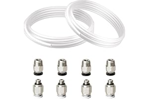 Redrex 2Pcs 2m Tubo di PTFE Stampante 3D ID2mm OD4mm Con 4Pcs PC4-M6 e 4Pcs PC4-M10 Connettore Pneumatico Raccordi per Reprap Stampante 3D 1,75 mm Bowden Hotend