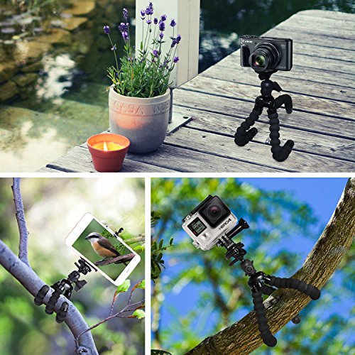 Stativ fÃ¼r Smartphone, PEMOTech Strong Flexible Octopus-Stil Tragbare und Verstellbare Stativ + Universaler Smartphone Halterung + Bluetooth Drahtlose Fernbediente Kameraverschluss fÃ¼r iPhone 7 7Plus 6s 6 6 Plus 5s 5, Samsung Galaxy S7 S7 Edge S6 S6 Edge S5 S4 etc (B - Schwarz/Schwarz)