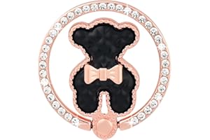 Fycyko Anneaux de Support pour Téléphone Portable avec Motif Ourson Mignon，Universel de Ours Bague Telephone Compatible avec iPhone，iPad，Samsung，Smartphone et Étui pour Téléphone - Noir