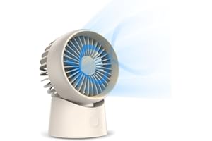 Minthouz Kleiner Tischventilator USB-C, Leiser Tragbarer Ventilator mit Akku, 3 Stufen, 90° Drehbarer Persönlicher Lüfter für Schlafzimmer, Büro, Wohnzimmer und Draußen
