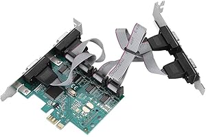 ASHATA 4 Port Native PCI Express RS232 Serial Adapter Card, PCI-E to RS232 4-Port Serial Port Converter PCI Express Controller Adapter Expansion Card For Windows7/8/10/LINUX