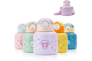 Autsel Borraccia Termica Bambini con Cannuccia 500ML Borraccia Acciaio Inox Senza BPA Bottiglia Termica per Bambini Isolata a Prova di Perdita per Campeggio Scuola Asilo