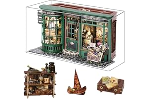 HJBHDOLL Magic Shop domek dla lalek z osłoną przeciwpyłową, DIY miniaturowe lalki zestaw mebli domowych, skala 1:24 kreatywny prezent dla dzieci nastolatek prezent urodzinowy