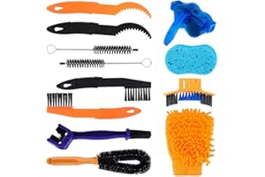 Aoreun Kit de nettoyage pour vélo, 12 Kit d'outils de Nettoyage de Vélo, Bicyclette Outil de Nettoyage pour chaîne de vélo, pignon, Pneu, Coin de Cyclisme Tache Propre pour Tous Les Types de Vélos