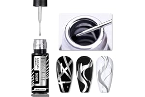 MrCuvaryas Srebrny, żelowy lakier do paznokci, metaliczny, brokatowy lakier do paznokci UV, farby do paznokci żelowych do francuskiego cienkopisu, kolorowe, żelowe lakiery do stylizacji paznokci, dla