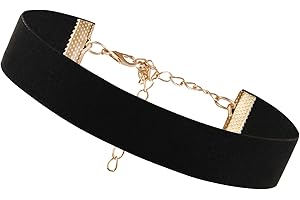 Flongo Mode Ras du Cou Collier Alliage Velours Choker Vintage Etendu Chaîne Couleur Noir Charme Bijoux Cadeaux pour Femme
