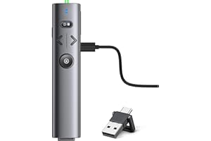 ‎HELLCOOL HELLCOOL USB C Presenter, 2.4 GHz Kabellose Presenter mit Laserpointer, Wiederaufladbare Grün Pointer für Präsentationen, Laserpointer Präsentation für Windows/Mac/PowerPoint/Keynote/Google Slides/PDF