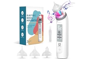 LOUSTOP Nasensauger Baby Elektrisch, 5 Absaugstufen Baby Nasensauger Elektrisch, Elektrischer Nasensauger Baby Staubsauger Kinder, 3 Silikonspitzen, Anti-RüCkfluss, Usb, Beruhigende Musik & Lichter