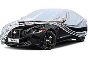 HOLTHLY Autoabdeckung, 100% wasserdicht, Autoplane für volle Garage Regen, Sonne, Staub und UV-Schutz. Autoplanen für BMW 5er, Audi A6, Mercedes-Benz, Jaguar XF