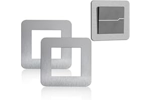 Beejoy 2 Pcs Light Switch Surround Silver, 3.38 in Acrylic Single Light Switch Covers, Self Adhesive Simple Light Switch Cover Plates Frame, Wall Socket Stickers for Home Decoration