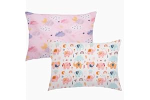 AISAWATE Lot de 2 housses de coussin pour enfant - 100 % coton - Douces et respirantes - Avec enveloppe - 40 x 60 cm - Pour bébé garçon et fille