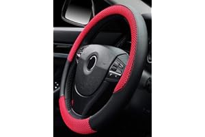 Istn Antypoślizgowy oddychający pokrowiec na kierownicę z lodowego jedwabiu 38 cm czerwony