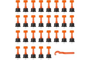 HAOMEEDUO 50 Pcs Niveladores de Azulejos Sistemas de Nivelacion de Azulejos Kit Nivelacion Baldosas Niveladores para Alicatar para Azulejos con Costura de 2 a 9 mm y Grosor de 5 a 17 mm + 1x Llave