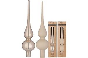 INGE-GLAS Christbaumspitze Glas 26cm x 1 Stück - matt oder glänzend Sortiert - Weihnachtsbaumspitze für Weihnachtsbaum - Christbaumschmuck & Weihnachtsbaumschmuck Taupe - Fine Alabaster