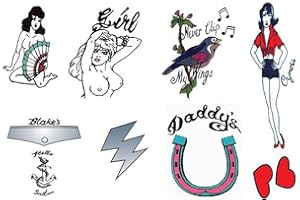 costumebase Deluxe Winehouse Fancy Dress Tattoos Set of 9 Temporary Goth