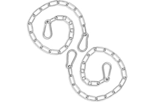 JJUNW 2 Stück Edelstahl Ketten mit Karabiner, 0.5m Kette Edelstahl Stahlkette, Metallkette Gliederkette 3mm Kettenglieder für Zauntore Käfigtore Haustiere Gartentore Vogelkäfig