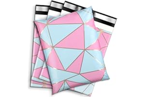 Wanxida Lot de 100 pièces Sacs d'expédition plastique Enveloppes postales Couleur, 25cm x 35cm (Géométrie)