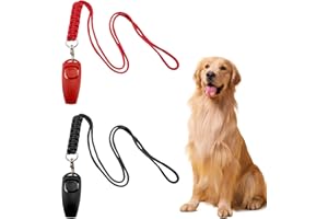 VQUNBG 2 Piezas Silbato para Perros, 2 En 1 Profesional Clicker para Perros, Alta frecuencia llamados a revisión Dog Whistle con Cordón Trenzado para Entrenamiento de Perro(Negro/Rojo)