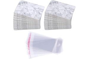 VIDILLO Earring Cards Set,100 Pcs Paper Earring Display Cards with 100 Pcs Self-Seal Bags, Fashion Card Holder Organizer DIY Packing Cards for Necklace Jewelry, 3.75x1.96 Inches(Marbling)