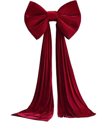 Arc Géant 120cm Pour Cime De Sapin De Noël | Décoration En Satin Rouge Avec Longues Banderoles | Ornement Pour Maison Et Fêtes