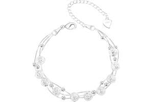 BOCHOI Bracciale donna in argento Bracciali Portafortuna Bracciale Da Donna In Argento 925 Amicizia Braccialetti Gioielli Con Stelle E Perle Portanti Regalo Di Natale Per Il Compleanno Delle Donne