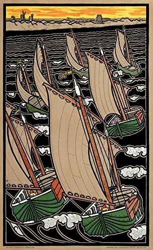 Fleet of Fishing Boats - Fine Art Print on Fine Art Paper - PRINT ON Paper ONLY -NO FRAME - Image size is 16 x 26 inches Inch