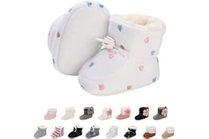OUTFIT SPRING Baby Neugeborene Fleece Bootie, Winter Warme rutschfeste Weiche Sohle Winterschuhe Sock Schuhe Niedlich Einstellbar Krabbelschuhe Prewalker Stiefel für Mädchen Jungen Kleinkind Gr.0-18 Monate
