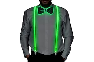 AN HUI MING 2 Pièces LED Bretelles Homme LED Noeud Bretelles Lumineuses LED pour les Festivals de Musique, les Fêtes costumées d'Halloween