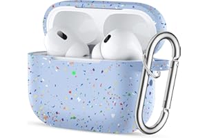 Easuny Hülle für AirPods Pro 2/1 Schutzhülle 2022/2019, Umweltfreundlich Silikon Stoßfeste Schutzhülle Kompatibel für Apple AirPods Pro 2. Generation Case, mit Karabiner [Front-LED Sichtbar] - Lila