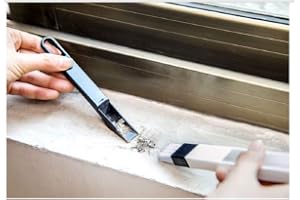 Generic Handheld Air Conditioning Door Window Cleaner Brush Trench Groove Shutter Cleaning Brush, Silver, Plastic