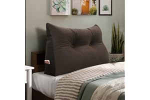VERCART Rückenkissen Keilkissen Kopfende Großes Bettkissen Bequemes Lesekissen und Rückenteil im Bett 2 in 1 Rückenlehne und Kopfkissen Langes XXL Kissen Sofa Couch Samt 60cm Braun