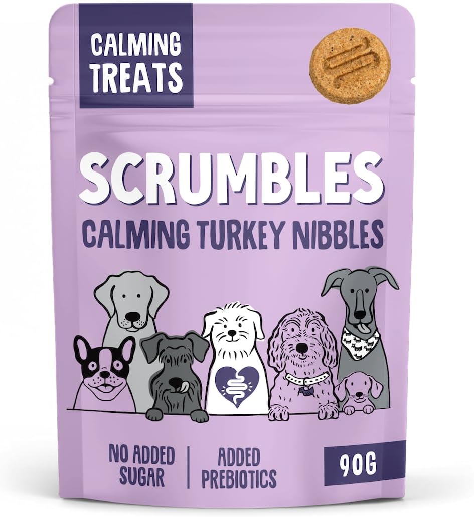 Scrumbles Nibbles, 100% Natural, Calming Dog Treats, Grain Free Turkey Training Treats, 100g pouch