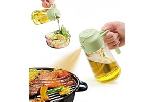 Klink Dispensador Aceite Spray Pulverizador 2 en 1 Spray de Vidrio Antigoteo para Cocina Aceiteras con Difusor Aceite Cocina Dosificador 470ml Freidoras de Aire y Cocinar Rociador Cocinar