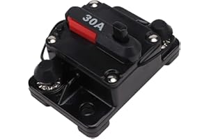 Suuonee Wyłącznik samochodowy, 12 V 30 A/40 A/60 A samochodowy stereo reset audio inline wyłącznik automatyczny automatyczny odzyskiwanie wodoodporny bezpiecznik wyłącznika zaciskowego (30 A)