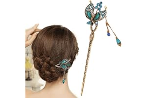 Ericetion Retro Schmetterling Blumen Haarstab Metall Kristall Strass Quaste Haarnadel Chinesische Hochsteckfrisur Haar Chopsticks für Frauen Hochzeit Mädchen