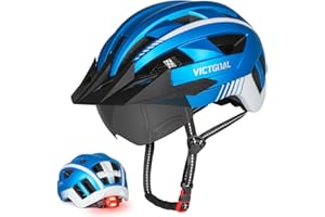 Victgoal Bike Helmet for Men Women with Led Light Detachable Magnetic Goggles Visor Mountain & Road Bicycle Helmets Adjustable Size Adult Cycling Helmets