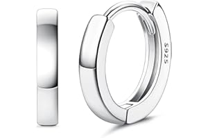 ORAZIO 925 Sterling Silver Men Hoops Earrings for Teen Boys, Small Black Sleep Hoop Earring Diamond For Men Women, Simple Unisex Huggie Earrings Minimalist Fine Jewellery Gifts