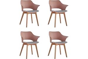 GrandCA HOME 4er-Set Nordischen Küchenstühlen, Esszimmerstuhl mit Massivholzbeinen, Gepolsterte Stühle für Schlafzimmer, Wohnzimmer, Küche,Rosa