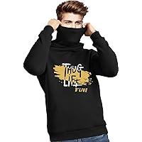 BLIVE Mens Full Sleeve Hooded T-Shirt | Printed Hoodie Mask T-Shirt