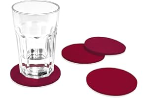 FILU Filzuntersetzer rund 8er Pack einfarbig (Farbe wählbar) dunkelrot/Bordeaux – Untersetzer aus Filz für Tisch und Bar als Glasuntersetzer/Getränkeuntersetzer für Glas und Gläser