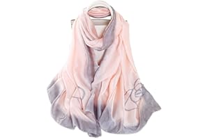 LumiSyne Women's Silk Scarves Artistic Ink And Wash Painting Elegant Floral Printed Long Shawl Soft Wrap Sunscreen Shawl All Season